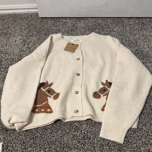 Blu Pepper Cream Knit Cardigan